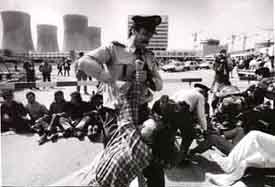 cops clearing the gates at Temelin