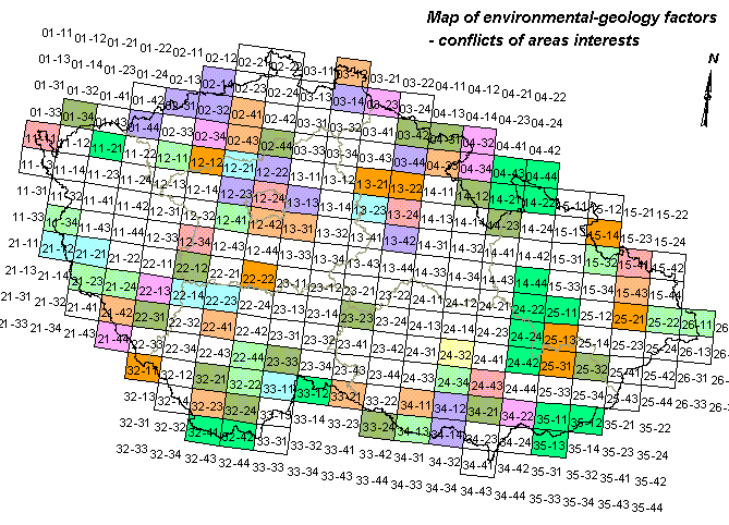 Map of environmental-geology factors - conflicts of areas interests