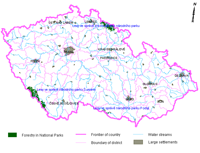 Areas of forests within National Parks
