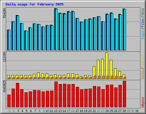 Daily usage for February 2025